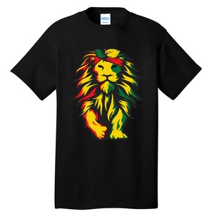 Lion Juneteenth Cool Black History African American Flag Tall T-Shirt