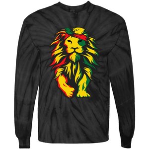 Lion Juneteenth Cool Black History African American Flag Tie-Dye Long Sleeve Shirt