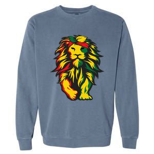 Lion Juneteenth Cool Black History African American Flag Garment-Dyed Sweatshirt