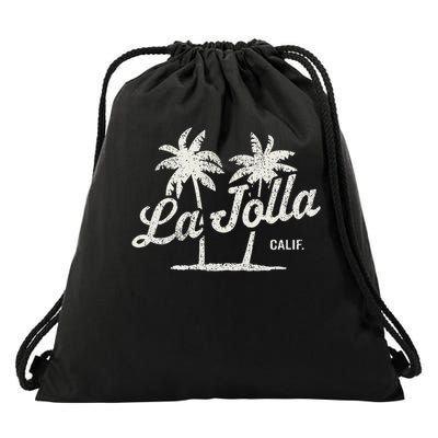 La Jolla California Vintage 70s Palm Trees Graphic Drawstring Bag