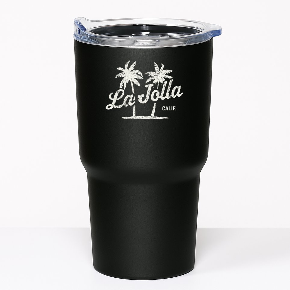 La Jolla California Vintage 70s Palm Trees Graphic Tumbler