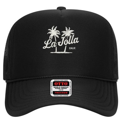 La Jolla California Vintage 70s Palm Trees Graphic Trucker Hat