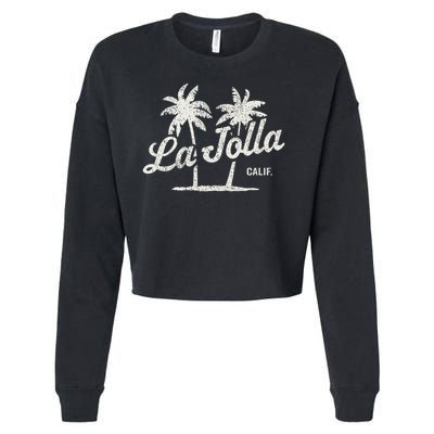 La Jolla California Vintage 70s Palm Trees Graphic Cropped Pullover Crew