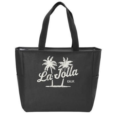 La Jolla California Vintage 70s Palm Trees Graphic Zip Tote Bag