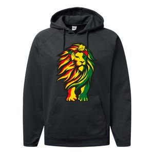 Lion Juneteenth Cool Black History African American Flag Raglan Performance Fleece Hoodie