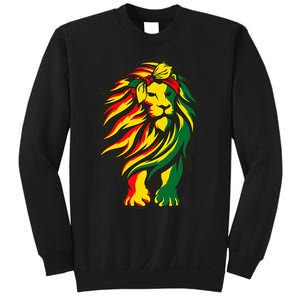 Lion Juneteenth Cool Black History African American Flag Raglan Sweatshirt