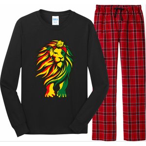 Lion Juneteenth Cool Black History African American Flag Raglan Long Sleeve Pajama Set