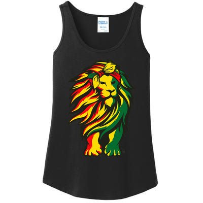 Lion Juneteenth Cool Black History African American Flag Raglan Ladies Essential Tank