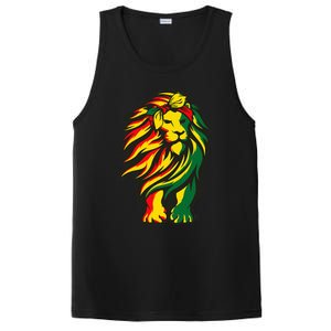 Lion Juneteenth Cool Black History African American Flag Raglan PosiCharge Competitor Tank