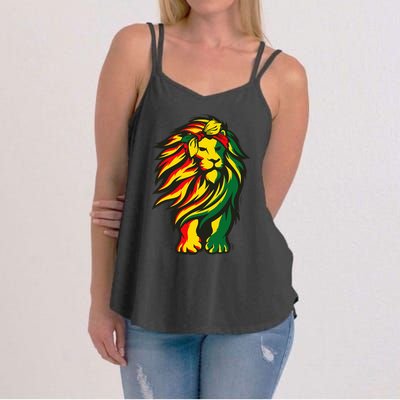 Lion Juneteenth Cool Black History African American Flag Raglan Women's Strappy Tank