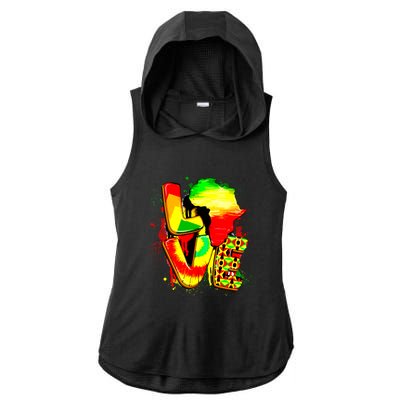 Love Juneteenth Celebrating Black Freedom 1865 African American Ladies PosiCharge Tri-Blend Wicking Draft Hoodie Tank