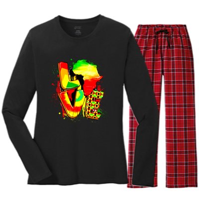 Love Juneteenth Celebrating Black Freedom 1865 African American Women's Long Sleeve Flannel Pajama Set 