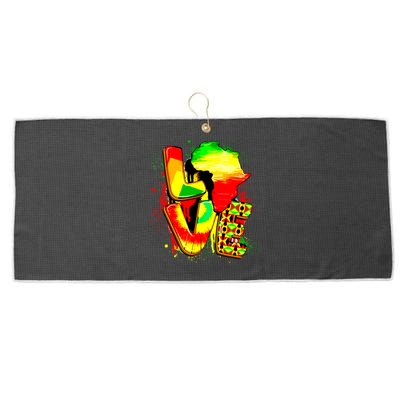 Love Juneteenth Celebrating Black Freedom 1865 African American Large Microfiber Waffle Golf Towel