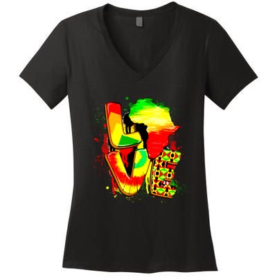 Love Juneteenth Celebrating Black Freedom 1865 African American Women's V-Neck T-Shirt