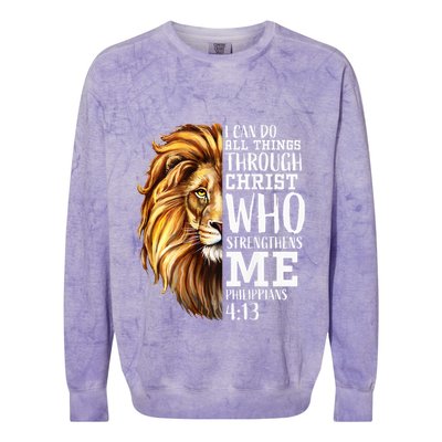 Lion Judah Christian Religious Scripture Colorblast Crewneck Sweatshirt