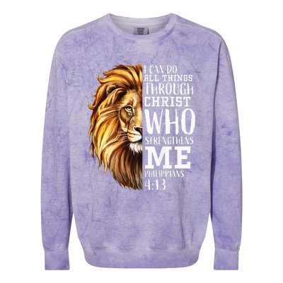 Lion Judah Christian Religious Scripture Colorblast Crewneck Sweatshirt