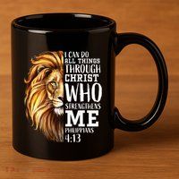 Lion Judah Christian Religious Scripture 11oz C Handle Ceramic Mug