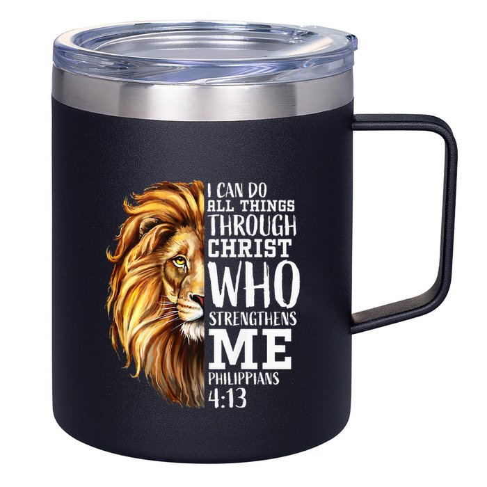 Lion Judah Christian Religious Scripture 12oz Stainless Steel Coffee Mug