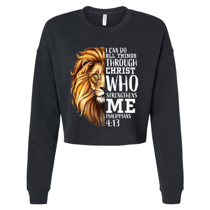 Lion Judah Christian Religious Scripture Cropped Pullover Crew