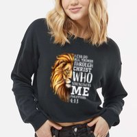 Lion Judah Christian Religious Scripture Cropped Pullover Crew