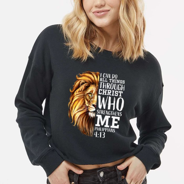 Lion Judah Christian Religious Scripture Cropped Pullover Crew