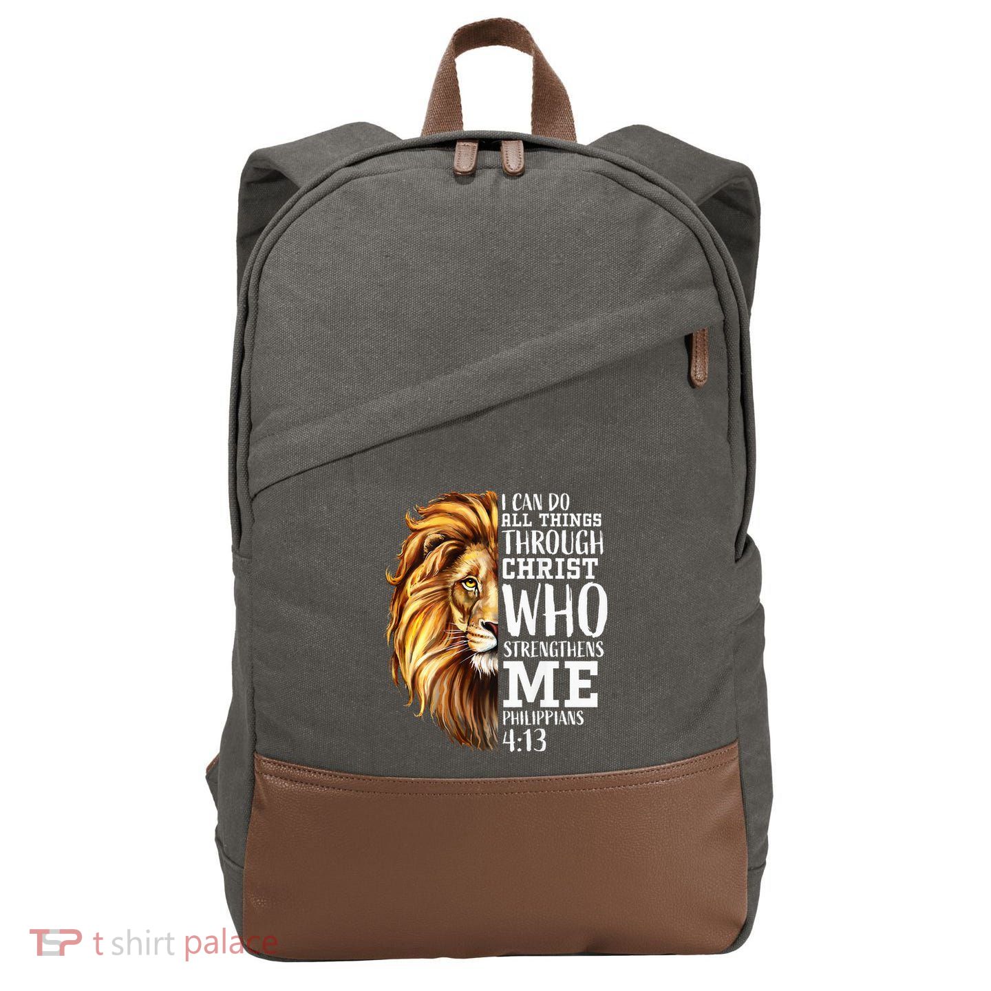 Lion Judah Christian Religious Scripture Cotton Canvas Backpack