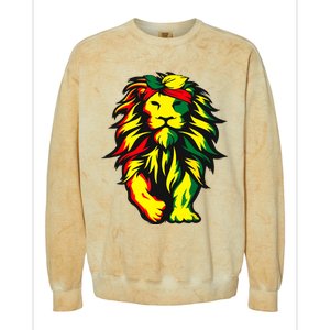 Lion Juneteenth Cool Black History African American Flag Colorblast Crewneck Sweatshirt