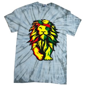 Lion Juneteenth Cool Black History African American Flag Tie-Dye T-Shirt