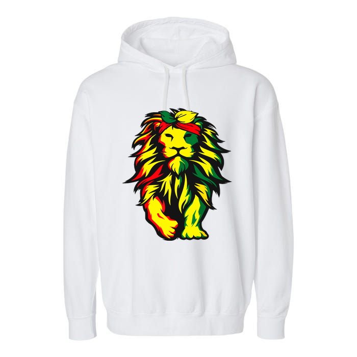 Lion Juneteenth Cool Black History African American Flag Garment-Dyed Fleece Hoodie