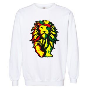 Lion Juneteenth Cool Black History African American Flag Garment-Dyed Sweatshirt