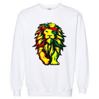 Lion Juneteenth Cool Black History African American Flag Garment-Dyed Sweatshirt