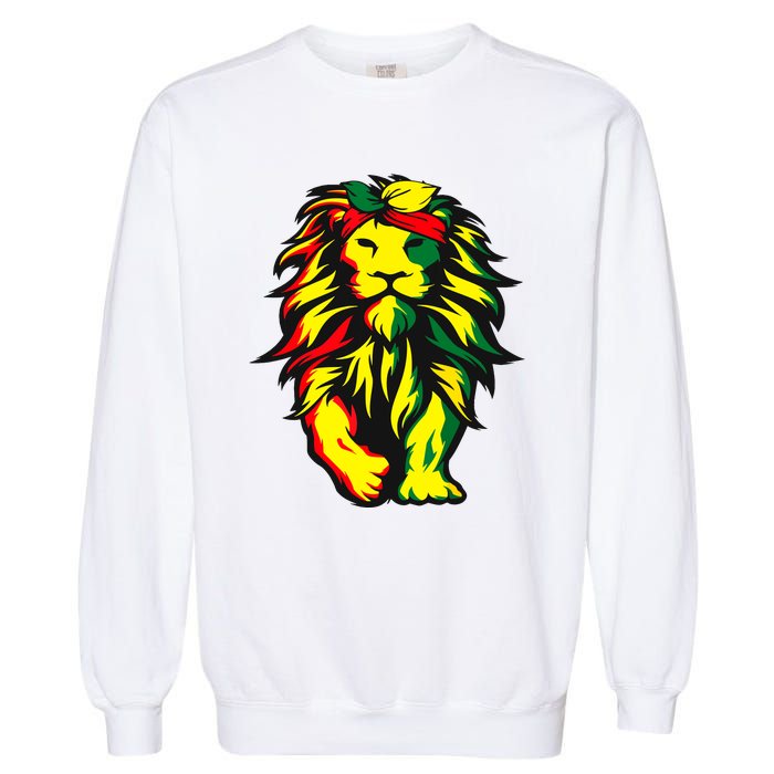 Lion Juneteenth Cool Black History African American Flag Garment-Dyed Sweatshirt