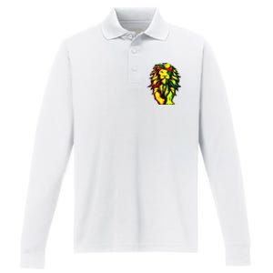 Lion Juneteenth Cool Black History African American Flag Performance Long Sleeve Polo