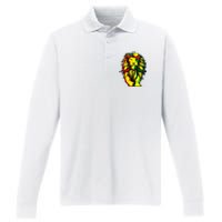 Lion Juneteenth Cool Black History African American Flag Performance Long Sleeve Polo