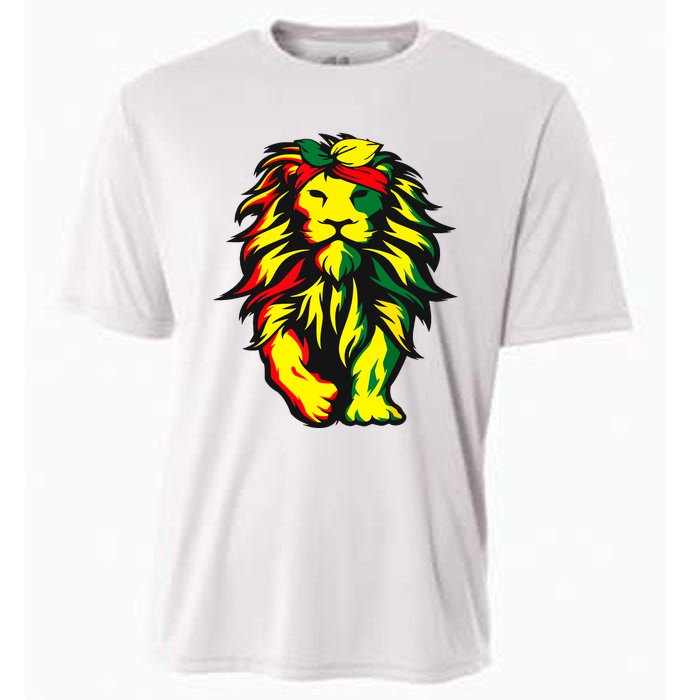 Lion Juneteenth Cool Black History African American Flag Cooling Performance Crew T-Shirt