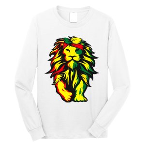 Lion Juneteenth Cool Black History African American Flag Long Sleeve Shirt