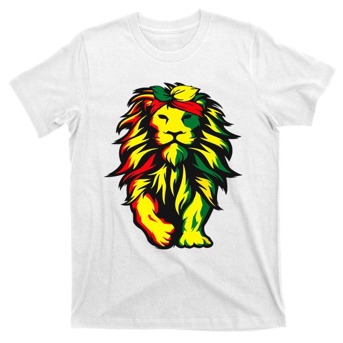 Lion Juneteenth Cool Black History African American Flag T-Shirt