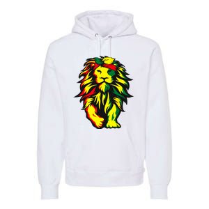 Lion Juneteenth Cool Black History African American Flag Premium Hoodie