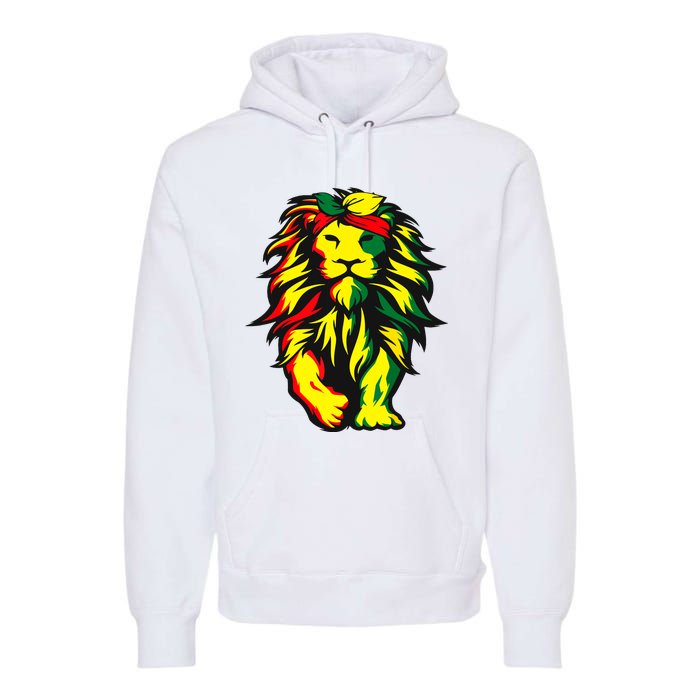 Lion Juneteenth Cool Black History African American Flag Premium Hoodie