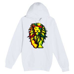 Lion Juneteenth Cool Black History African American Flag Premium Pullover Hoodie