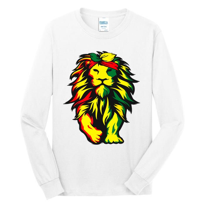 Lion Juneteenth Cool Black History African American Flag Tall Long Sleeve T-Shirt