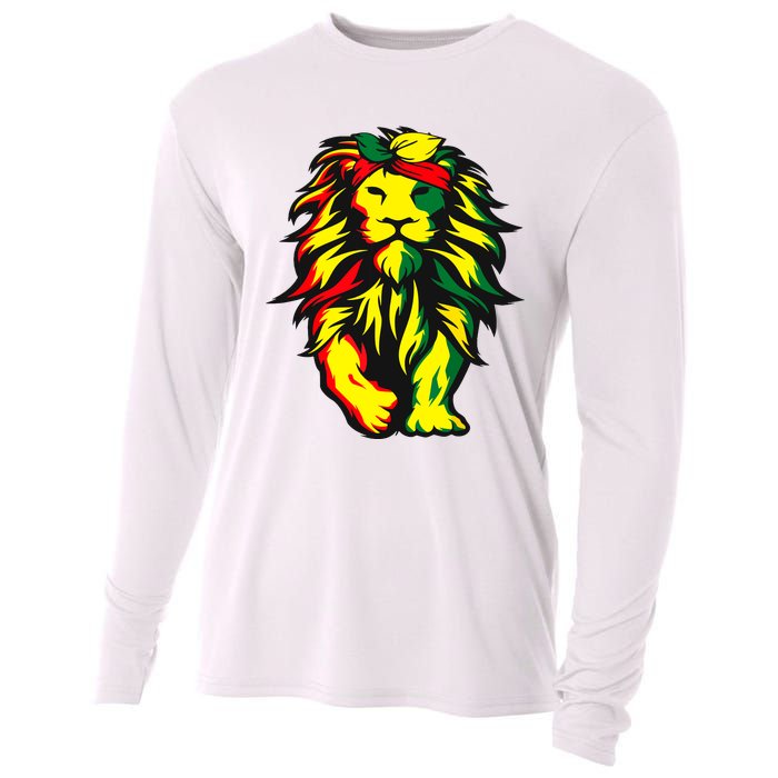 Lion Juneteenth Cool Black History African American Flag Cooling Performance Long Sleeve Crew