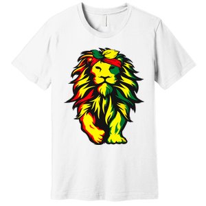 Lion Juneteenth Cool Black History African American Flag Premium T-Shirt