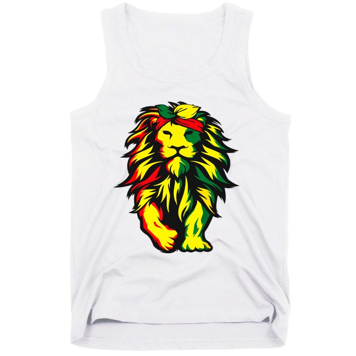 Lion Juneteenth Cool Black History African American Flag Tank Top