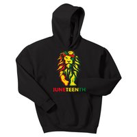 Lion Juneteenth Cool Black History African American Flag Kids Hoodie