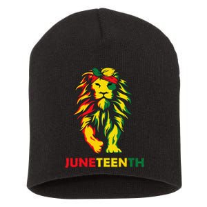 Lion Juneteenth Cool Black History African American Flag Short Acrylic Beanie