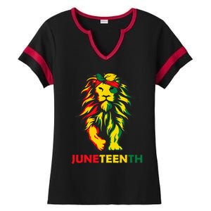 Lion Juneteenth Cool Black History African American Flag Ladies Halftime Notch Neck Tee