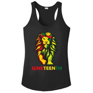 Lion Juneteenth Cool Black History African American Flag Ladies PosiCharge Competitor Racerback Tank