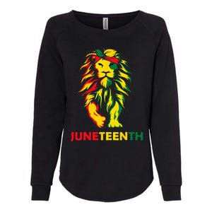 Lion Juneteenth Cool Black History African American Flag Womens California Wash Sweatshirt