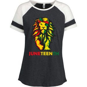 Lion Juneteenth Cool Black History African American Flag Enza Ladies Jersey Colorblock Tee